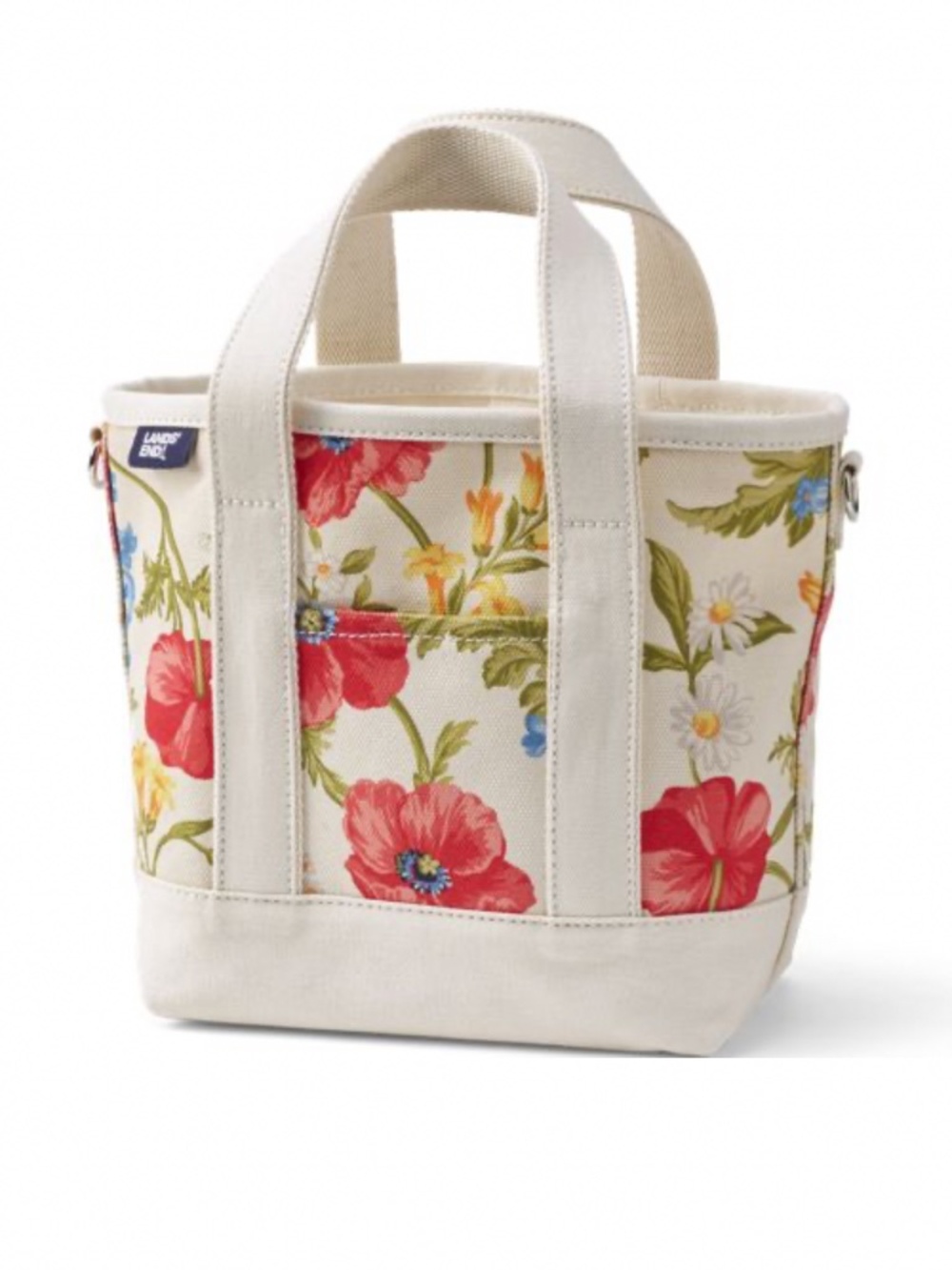 New Lands End Multi Poppy Floral Tote Bag Small